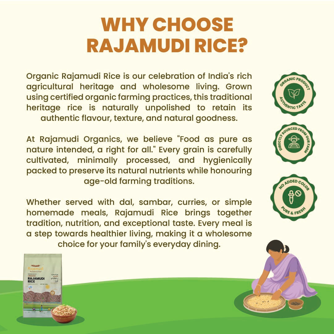 Organic Rajamudi  Rice 2 KG : A Taste of Purity from Mysuru | Certified Organic