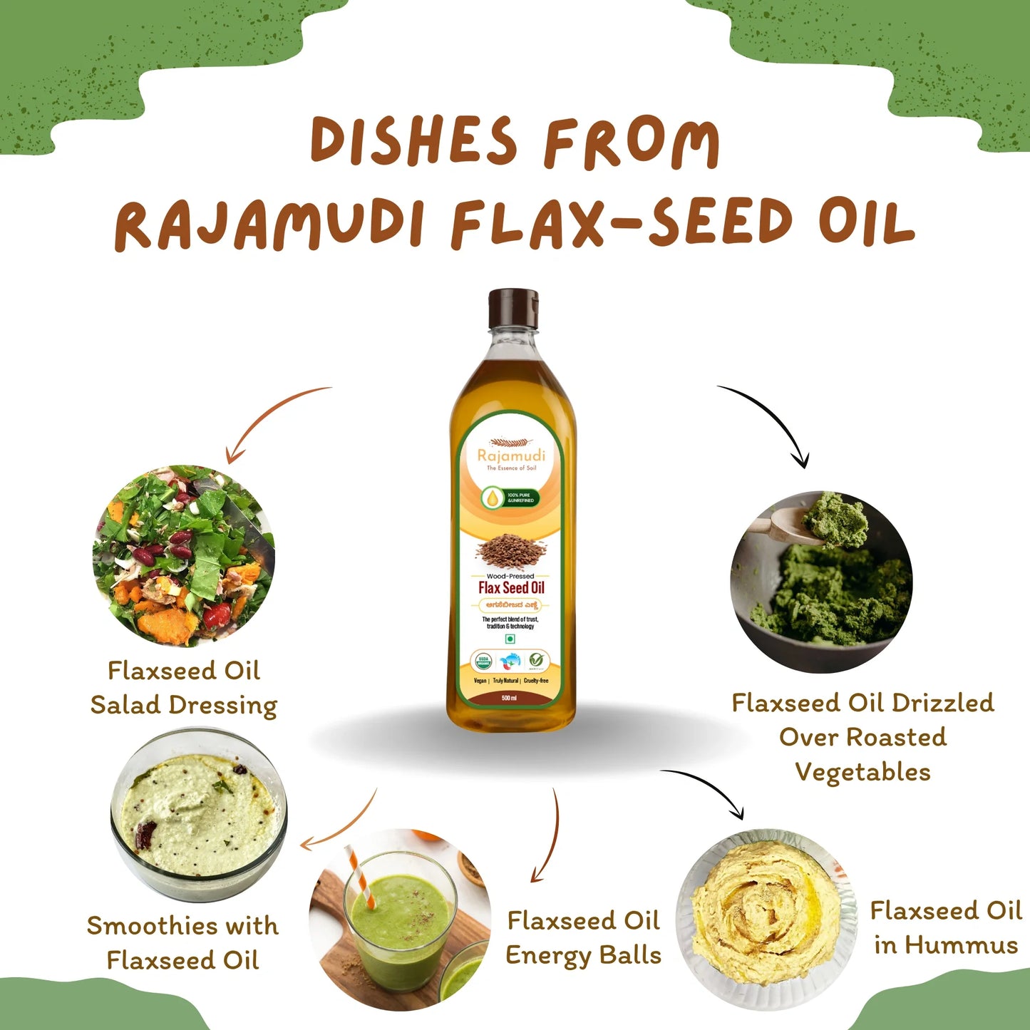 coldpressed oil, coldpressed cooking oil, cold pressed flax seed oil, wood pressed flax seed oil, flax seed, cooking oil, hair oil, buy flax seed oil, salad dressing, smoothies with flaxseed oil, flaxseed oil energy balls. flaxseed oil in hummus