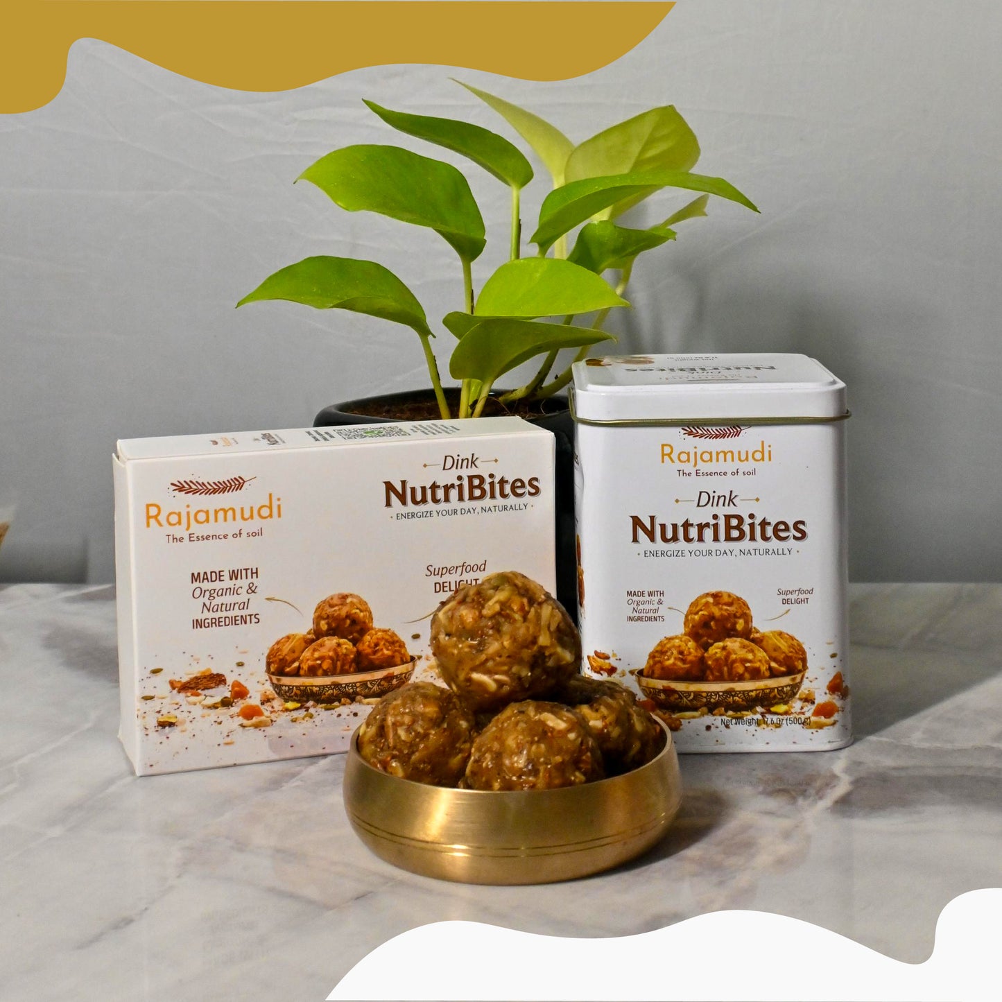 Rajamudi Dink Nutribites 500 gms | Dry Fruits & Seeds Ladoo | No Flavours added|No Preservatives|No Sugar | Contains Pumpkin Seeds, Pistachio, Nutmeg, Walnut, Dates | Nutritional Powerhouse