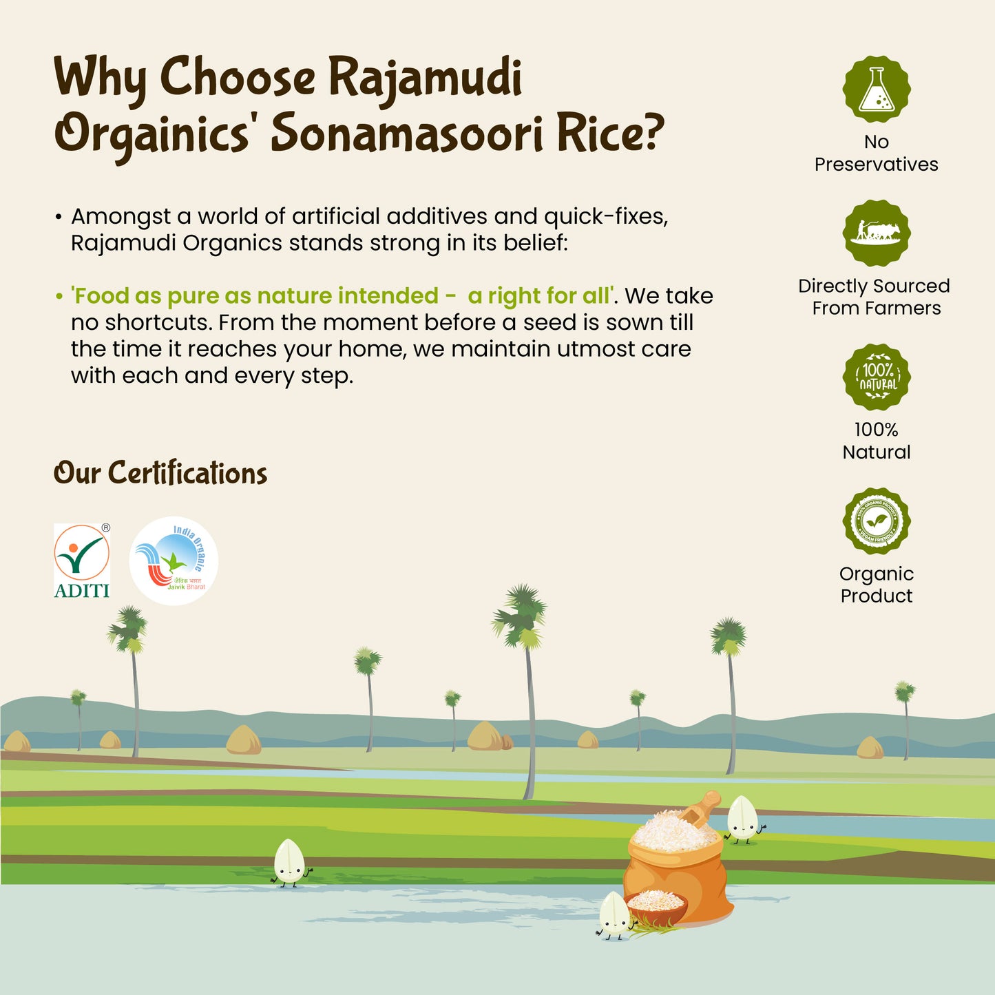 Rajamudi Organics- Organic Sona Masoori Brown Rice 2 Kg