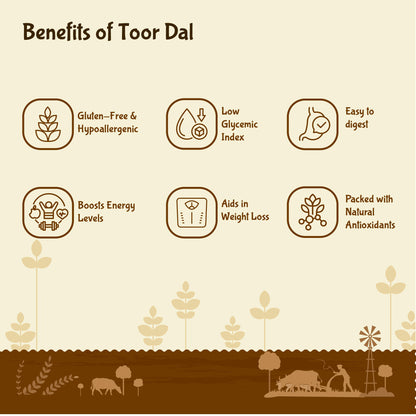 Organic Toor Dal 2kg | Unpolished Arhar Dal | High in Protein & Fiber| Certified Organic - Rajamudi Organics